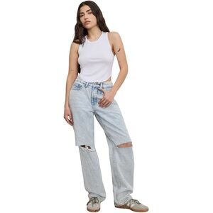 Good American Light Wash Baggy Distressed Denim Jeans 10/30 EUC
